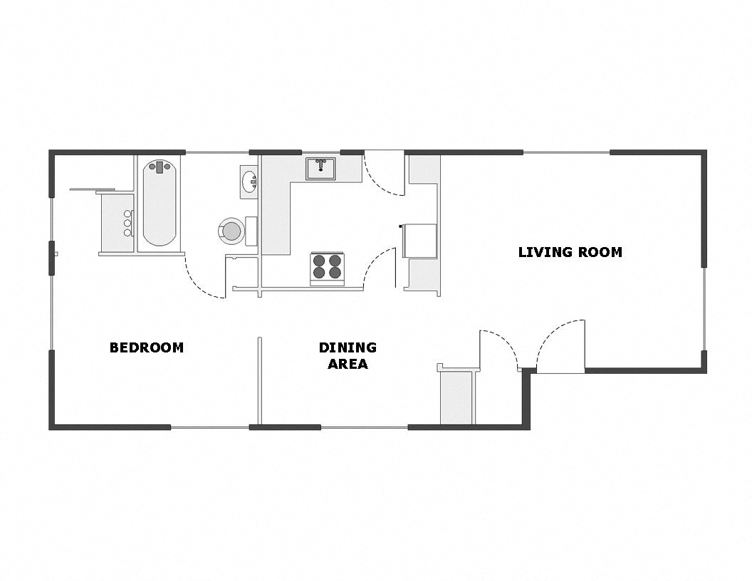 1 Bed / 1 Bath: Type B