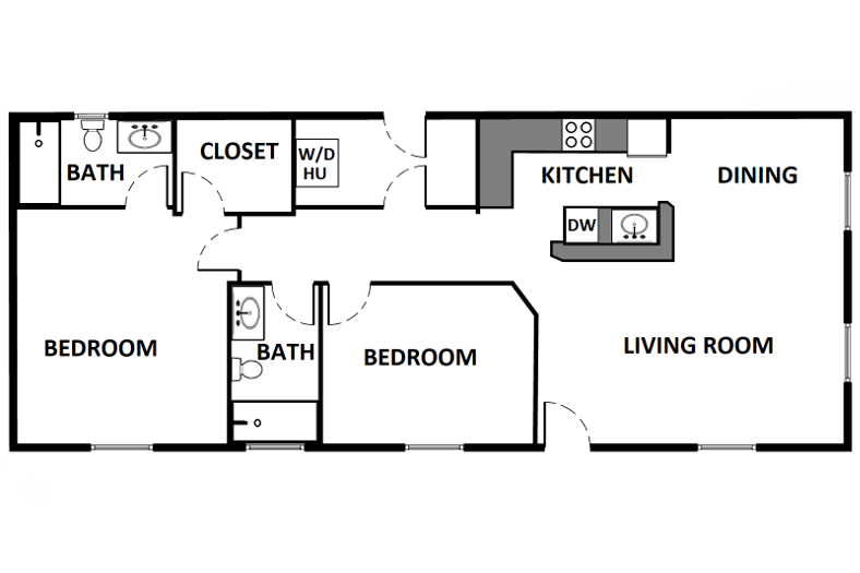 2 Bed / 2 Bath: Type A