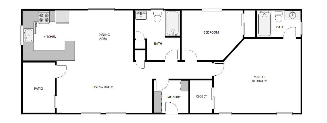 2 Bed / 2 Bath: Type K