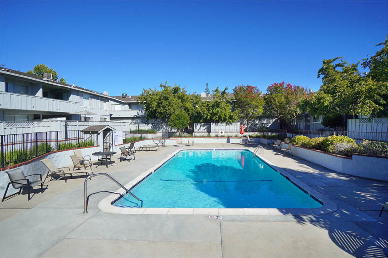 the swimming pool at the apartments for rent