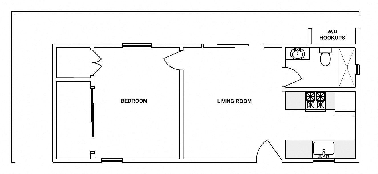 1 Bed / 1 Bath: Type A