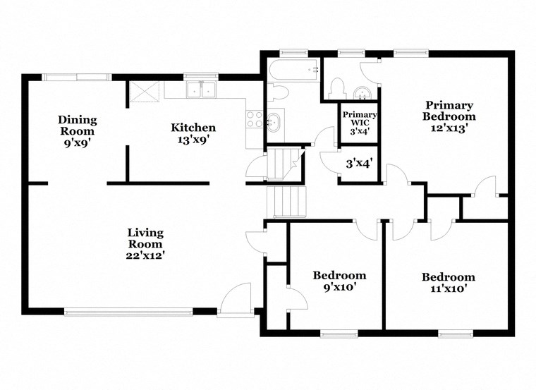 a floor plan of a house with a combination of bedrooms and a living room