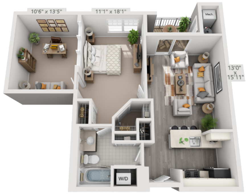 A9D Floor Plan | 863 Sq. Ft. at The Residences at Springfield Station, Virginia, 22150