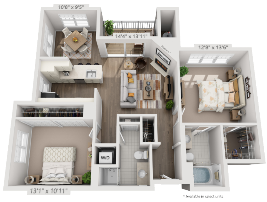 B1 Floor Plan | 1,043 Sq. Ft. at The Residences at Springfield Station, Springfield, VA
