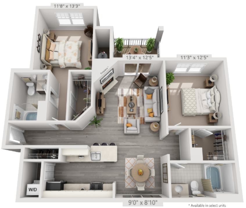 B2 Floor Plan | 1,080 Sq. Ft. at The Residences at Springfield Station, Springfield, 22150