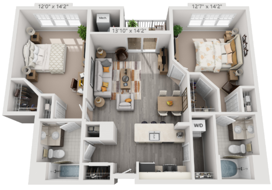 B3 Floor Plan | 1,091 Sq. Ft. at The Residences at Springfield Station, Springfield, Virginia