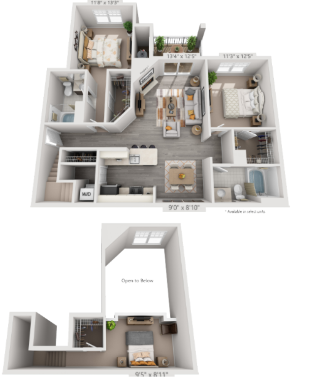 B7 Floor Plan | 1,293 Sq. Ft. at The Residences at Springfield Station, Springfield, VA, 22150