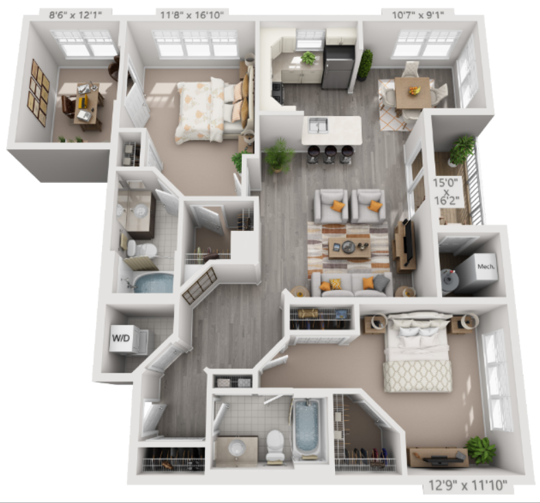 Floor Plans of The Residences at Springfield Station in