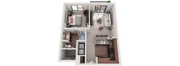 1 Bed 1 Bath Floor Plan | 645 Sq. Ft. at Gramercy on the Park Apartments in Dallas, TX