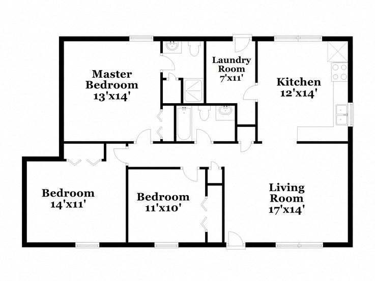 a floor plan of a house with bedrooms and a living room