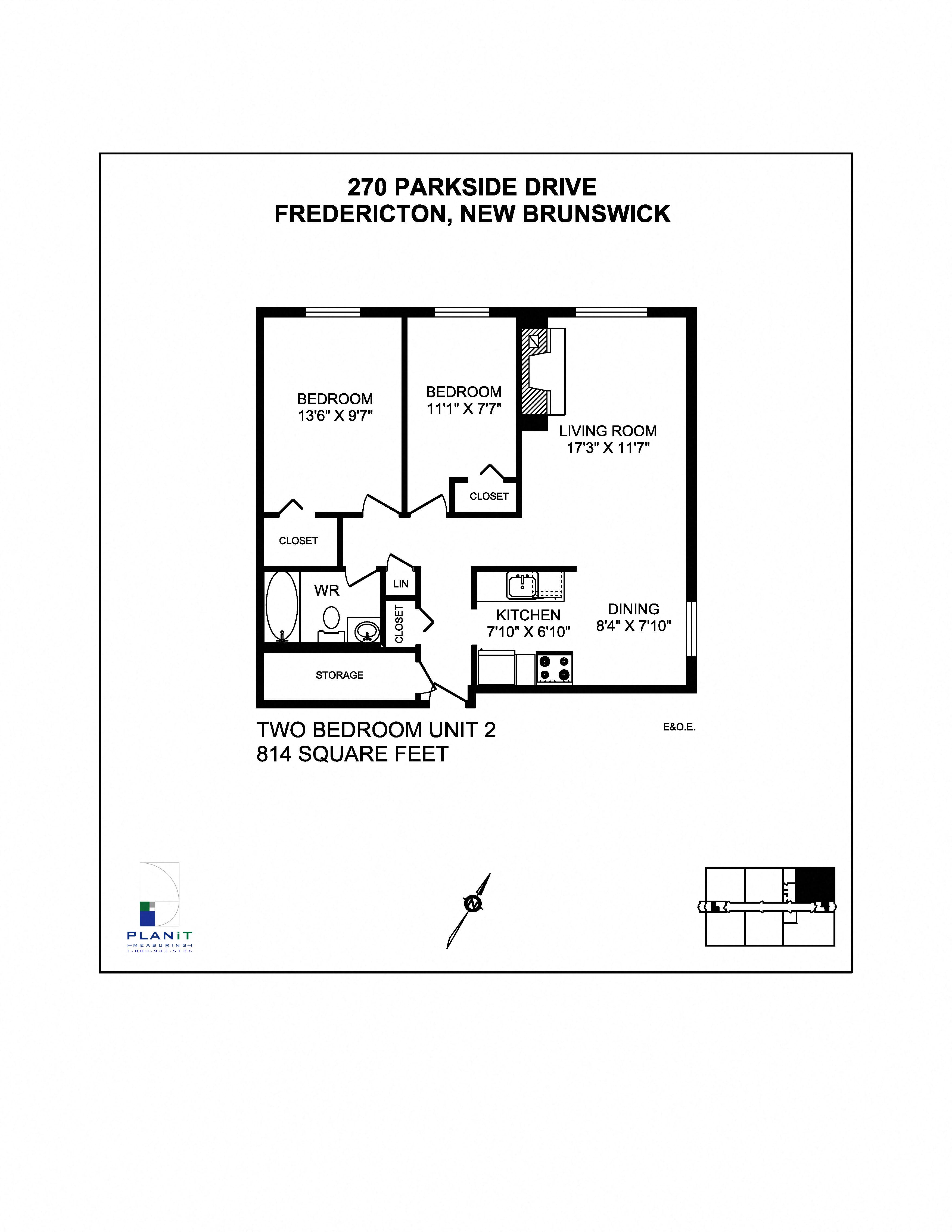 270 Parkside Drive Two Bedroom Floorplan