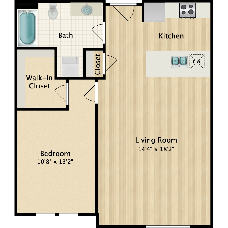 1 Bedroom Floor Plan 1