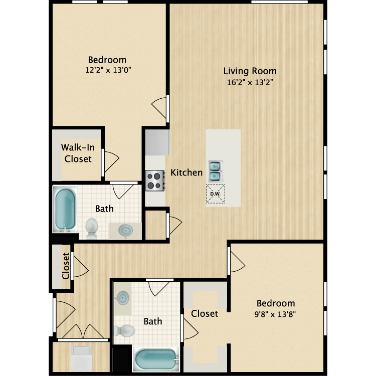 2 Bedroom Floor Plan 3