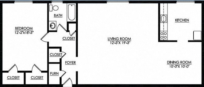 1 Bedroom Floor Plan 2