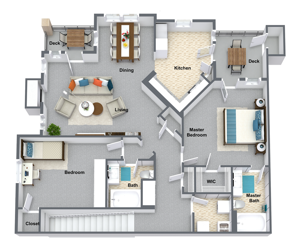 B2U Floor Plan at Artisan Apartments, Spokane