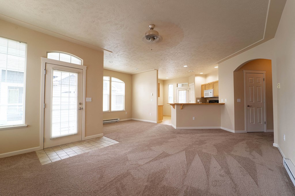 Carpeted Living Room at Artisan Apartments, Spokane