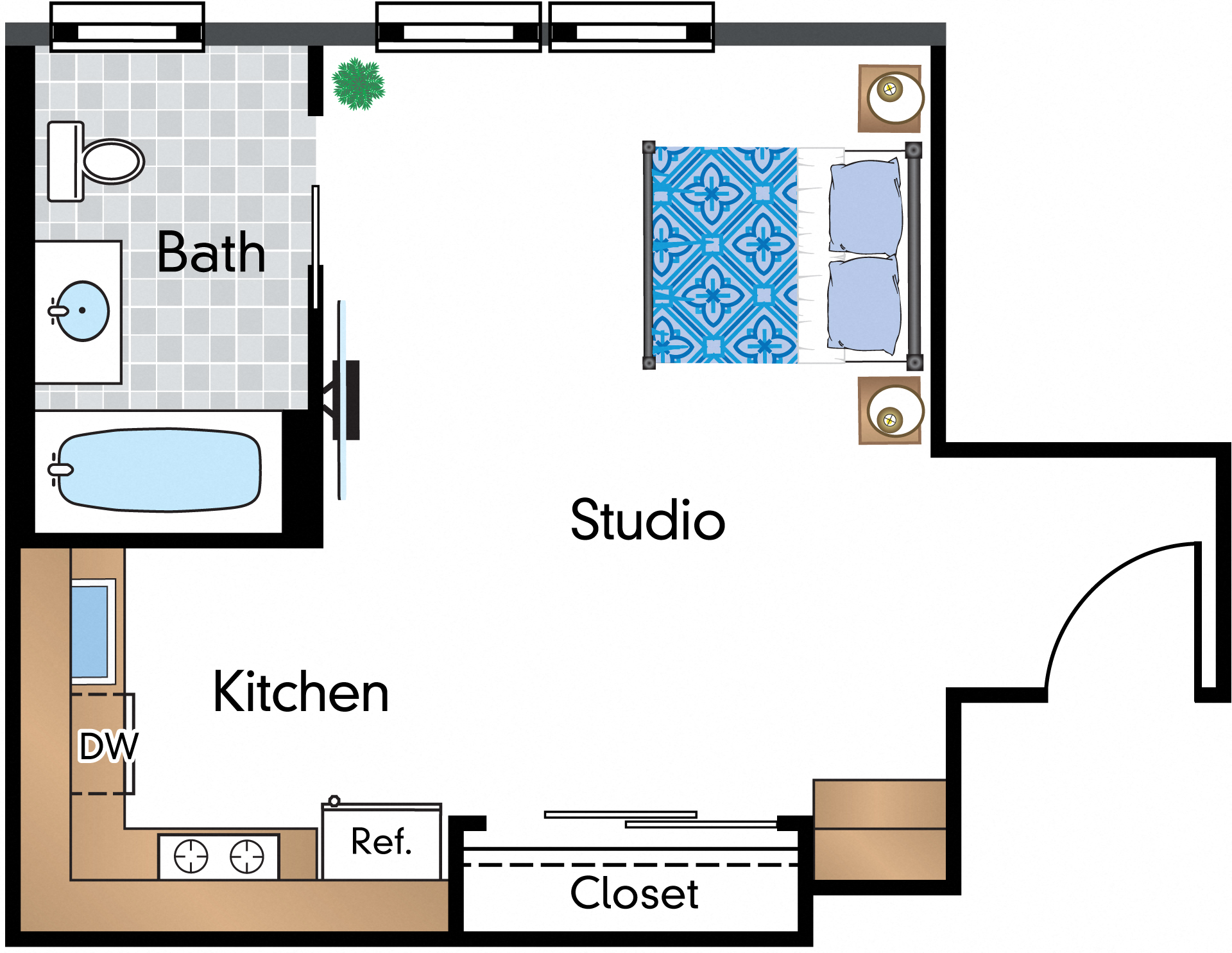 Renovated Studio 03A Tier