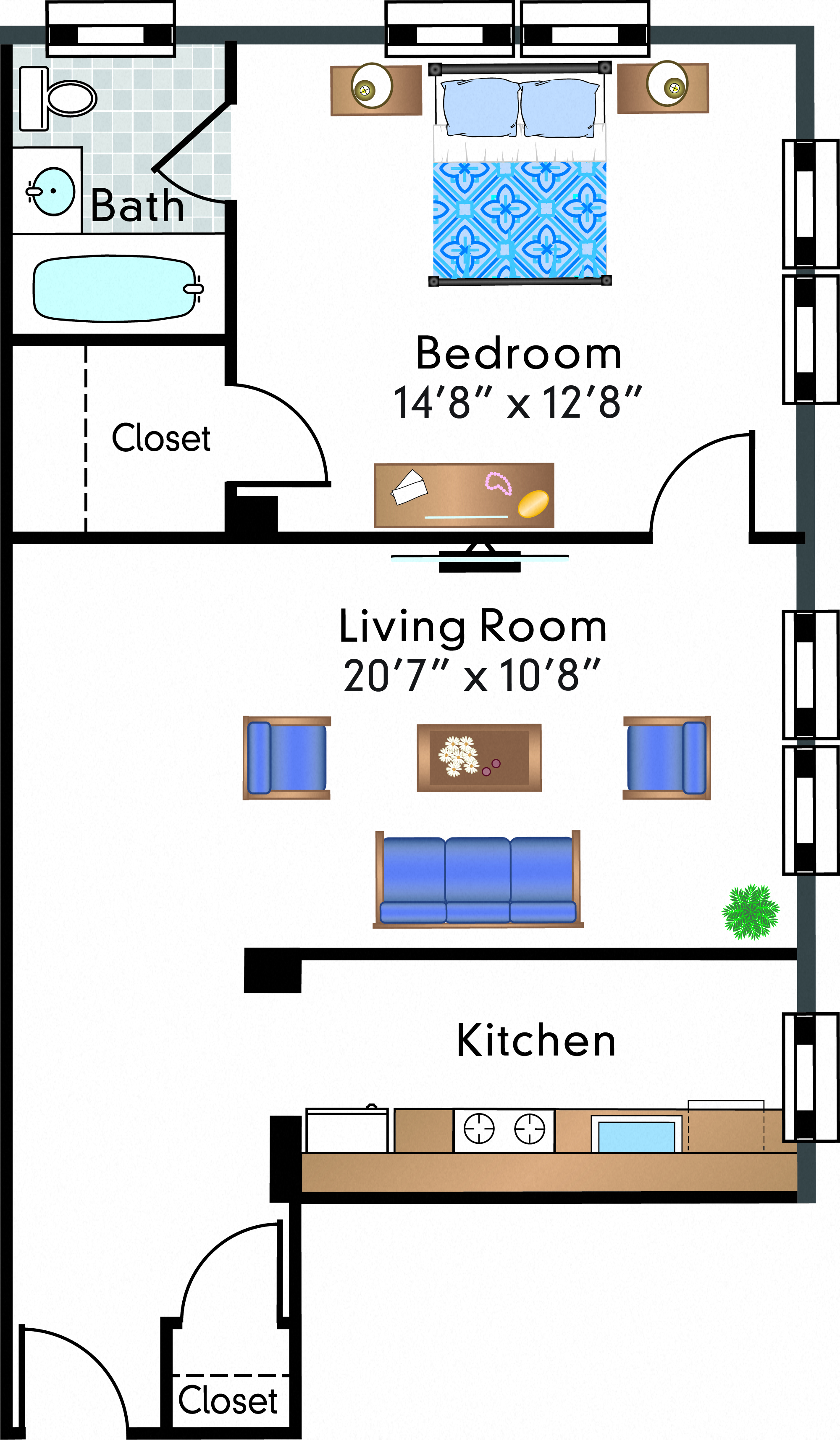 Renovated 1 Bedroom 10 Tier