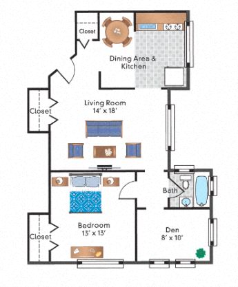 Large 1 Bedroom Den