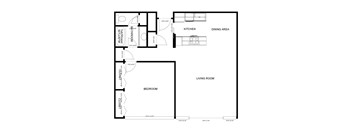 1 Bedroom floor plan for Flores Manor Apartments