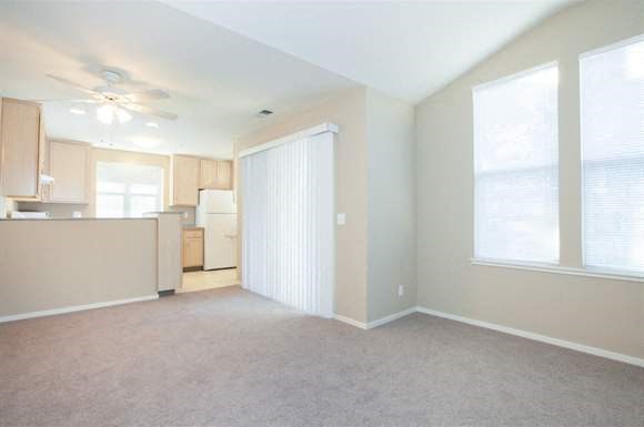 Living room with vaulted ceiling