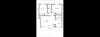 2 Bedroom floor plan for Blue Hills West Apartments