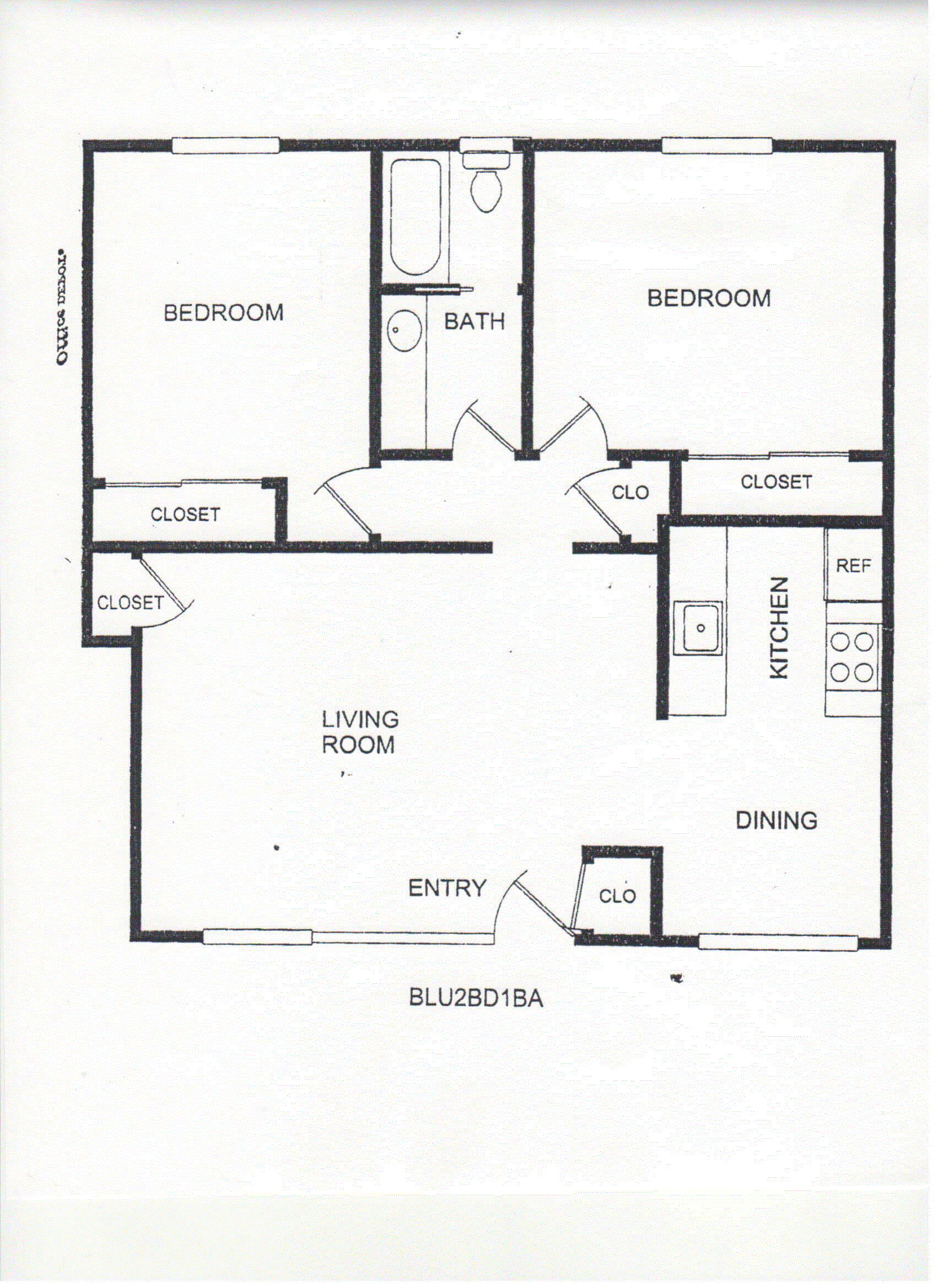 2-Bedroom, 1-Bathroom Floor Plan 5