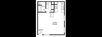Studio floor plan for Blue Hills West Apartments