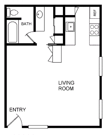Studio floor plan for Blue Hills West Apartments