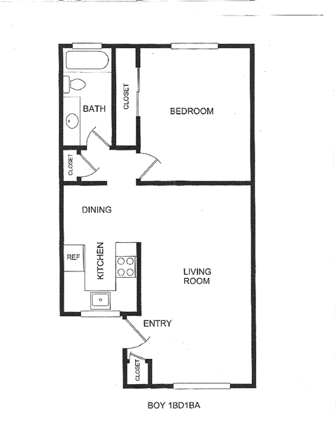 1 Bedroom floor plan for Brittany House