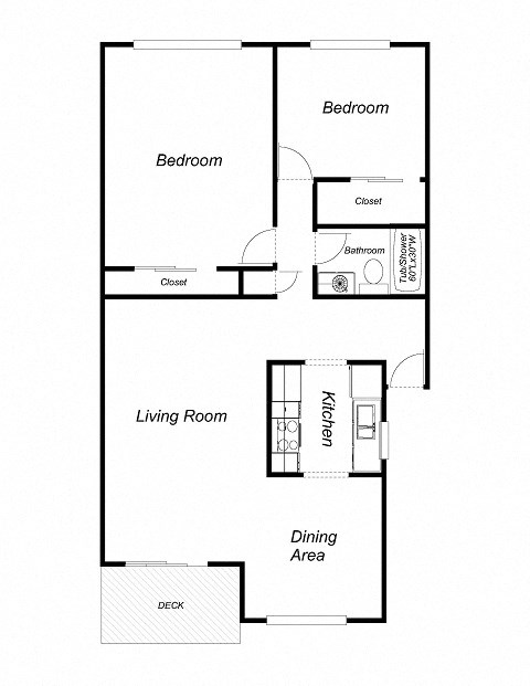 2 Bedroom floor plan for 3295 Brookdale Drive