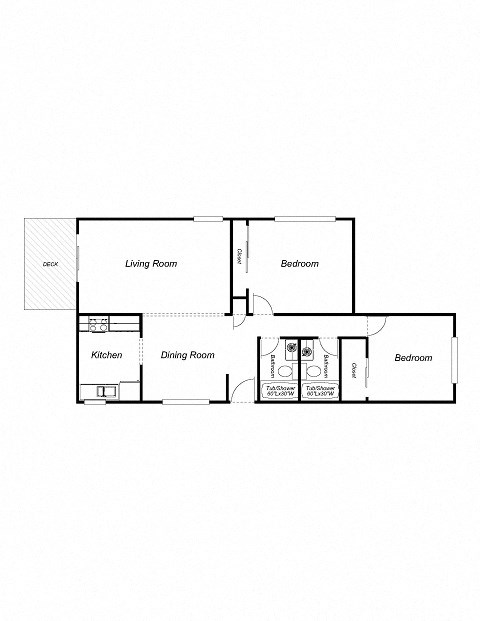1 Bedroom floor plan for 3295 Brookdale Drive