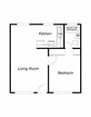 1 bedroom, 1 bathroom