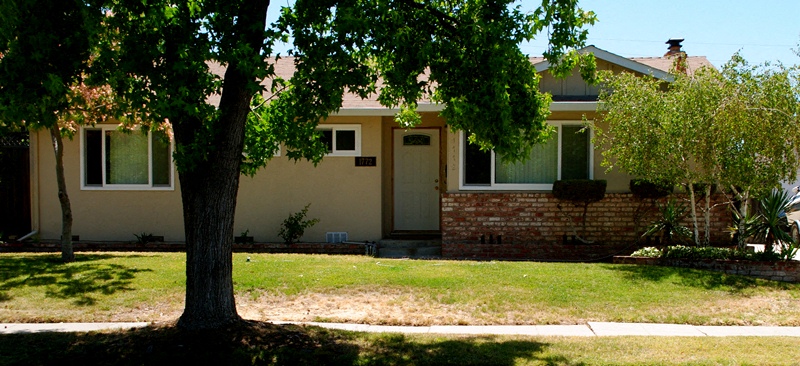 A house with a tree in front of it.