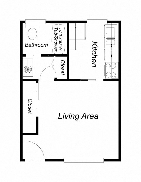 Studio plan for Villa Santa Clara Apartments