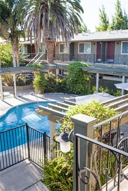 a swimming pool in the middle of a house