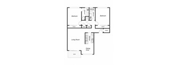 2 Bedroom floor plan for El Mirador Apartments