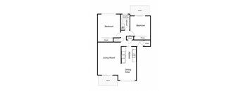 2 Bedroom floor plan for El Mirador Apartments