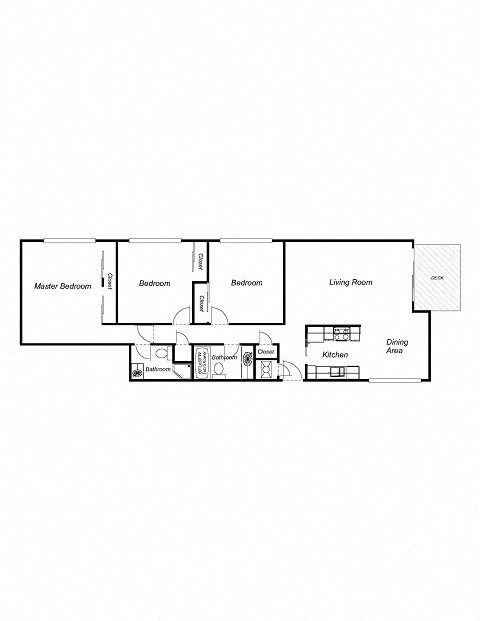 3 Bedroom floor plan for El Mirador Apartments
