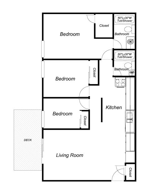 3 Bedrooms, 2 Bathrooms Floor Plan 3