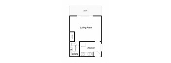 1 Bedroom floor plan for 1801 Park Ave