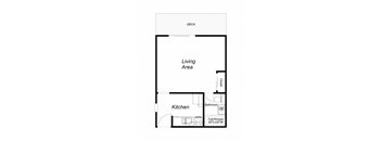 1 Bedroom floor plan for 1801 Park Ave