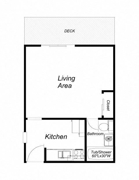 1 Bedroom floor plan for 1801 Park Ave