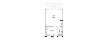 1 Bedroom floor plan for 1801 Park Ave