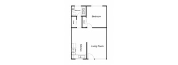 1 Bedroom floor plan for 1801 Park Ave