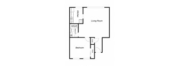1 Bedroom floor plan for 1801 Park Ave
