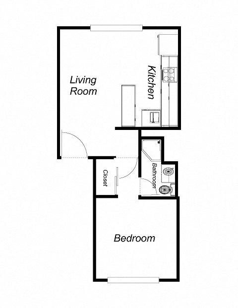 1 Bedroom floor plan for Park Regent Apartments