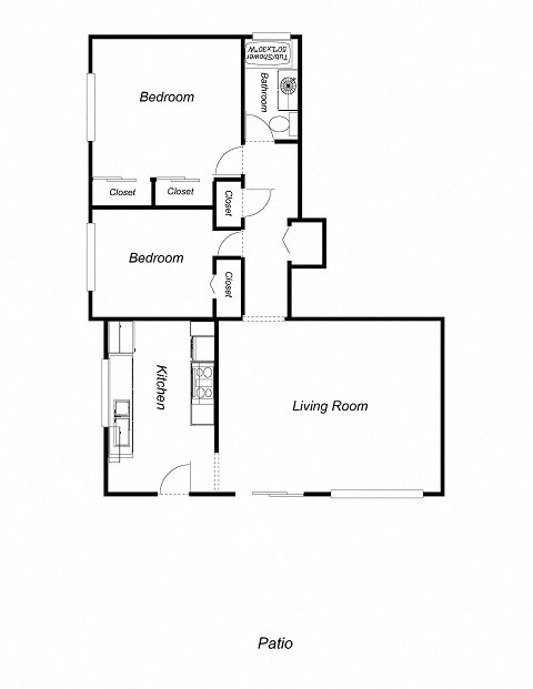 2 Bedroom floor plan for Park Regent Apartments