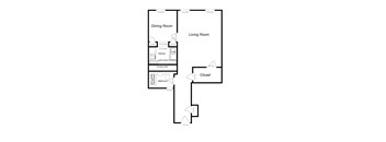 1 Bedroom floor plan for Casa Mia Apartments