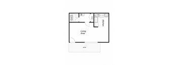 1 Bedroom floor plan for Casa Mia Apartments